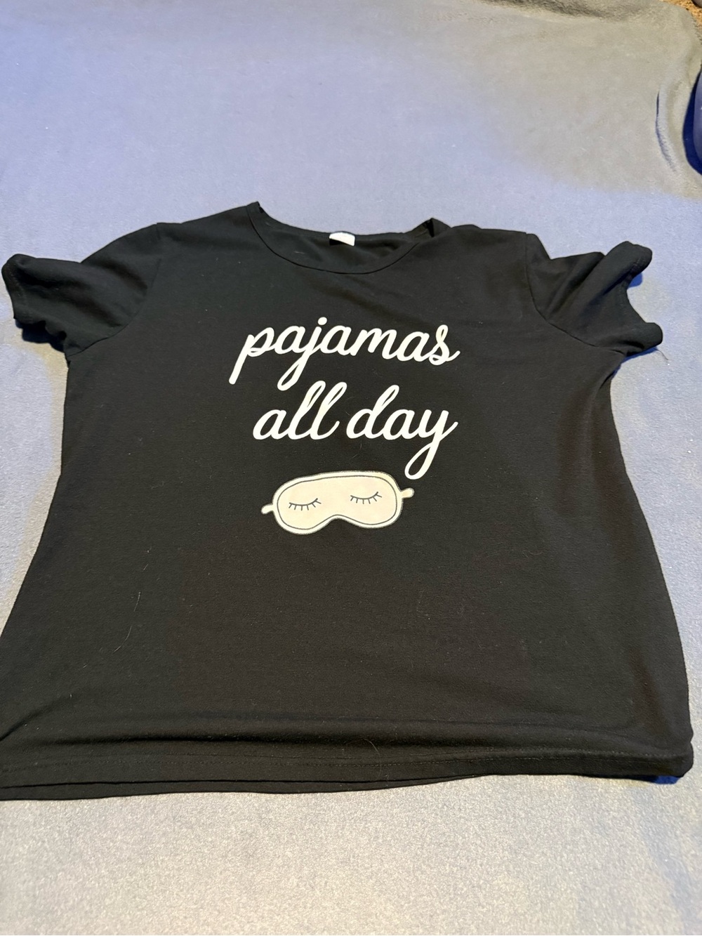 Kids Black "Pajamas All Day" Short Sleeve Pajama Top